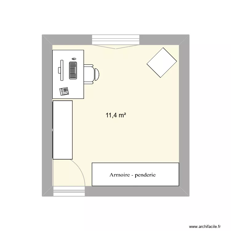 BUREAU. Plan de 1  et 11 m²