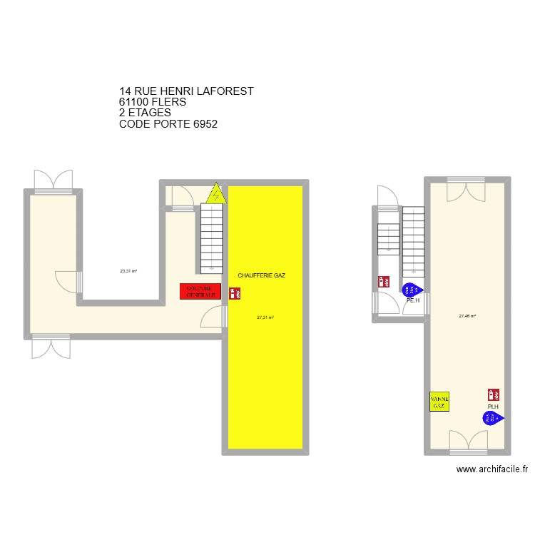 14 R HENRI LAFOREST. Plan de 3 pièces et 78 m2