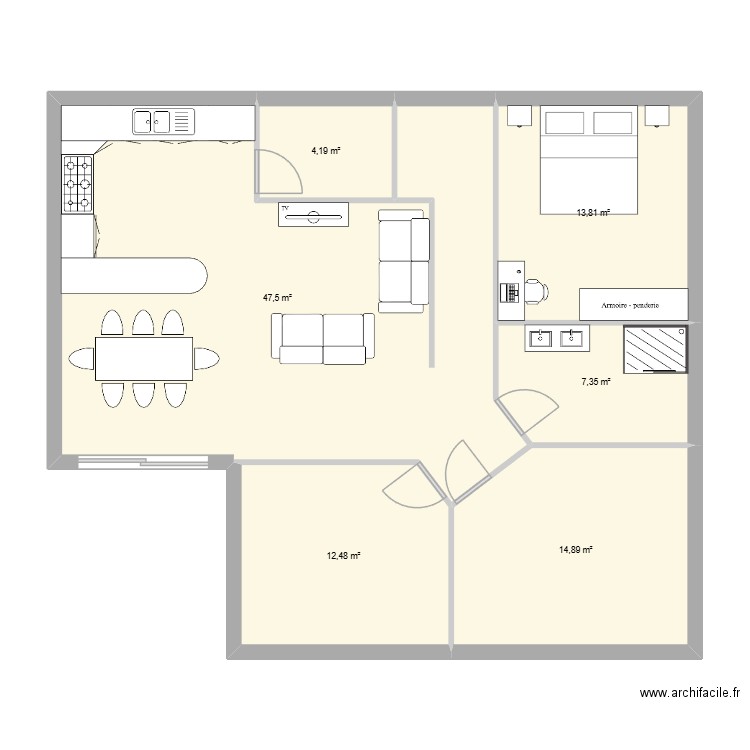 maison. Plan de 6 pièces et 100 m2