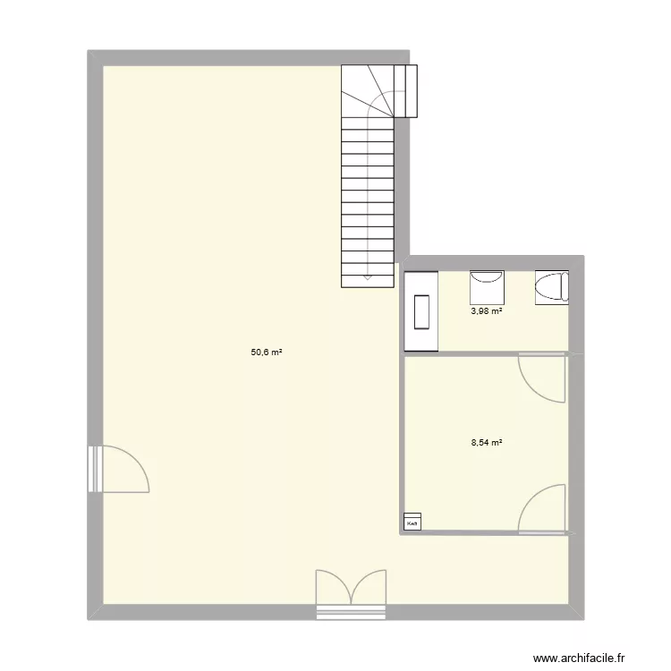 batiment pens&eacute;e paysage. Plan de 3  et 63 m²