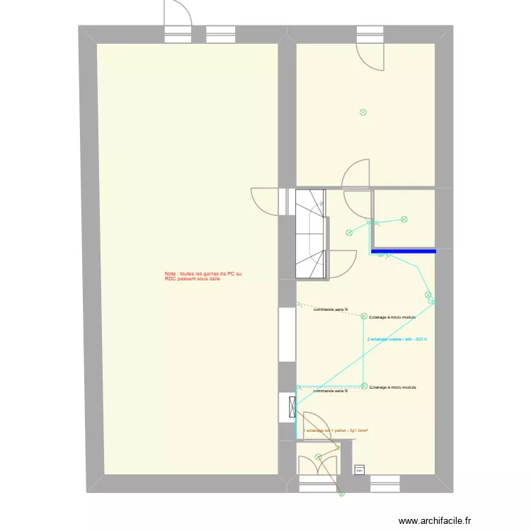 AUTRUCHE ECL RDC V1 sans salon/SAM. Plan de 4 Pièces et 115 m²