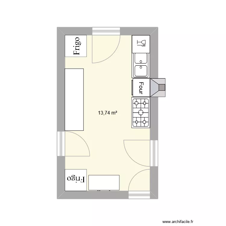 Kervern cuisine. Plan de 1 Pièce et 14 m² Kervern cuisine. Plan de 1 Pièce et 14 m²