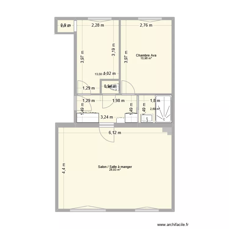 Chatou1. Plan de 6  et 55 m²