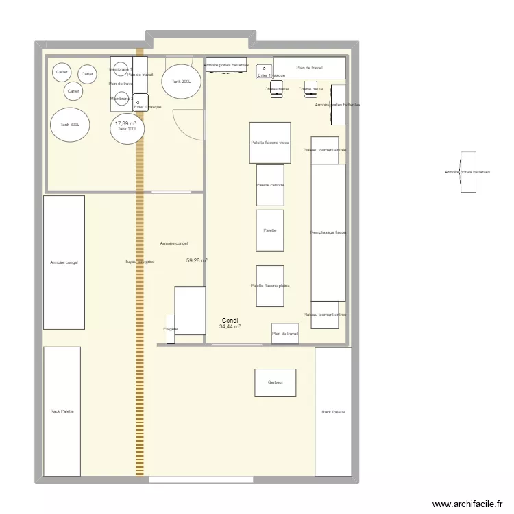 Plan cave n&deg;6. Plan de 