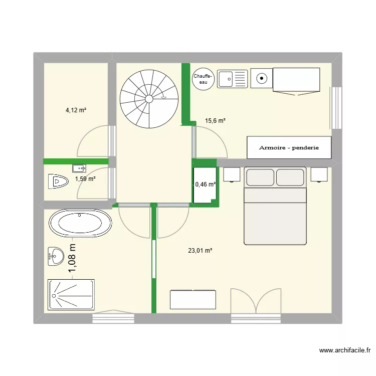 Monnetier RDJ 1. Plan de 5 Pièces et 45 m²