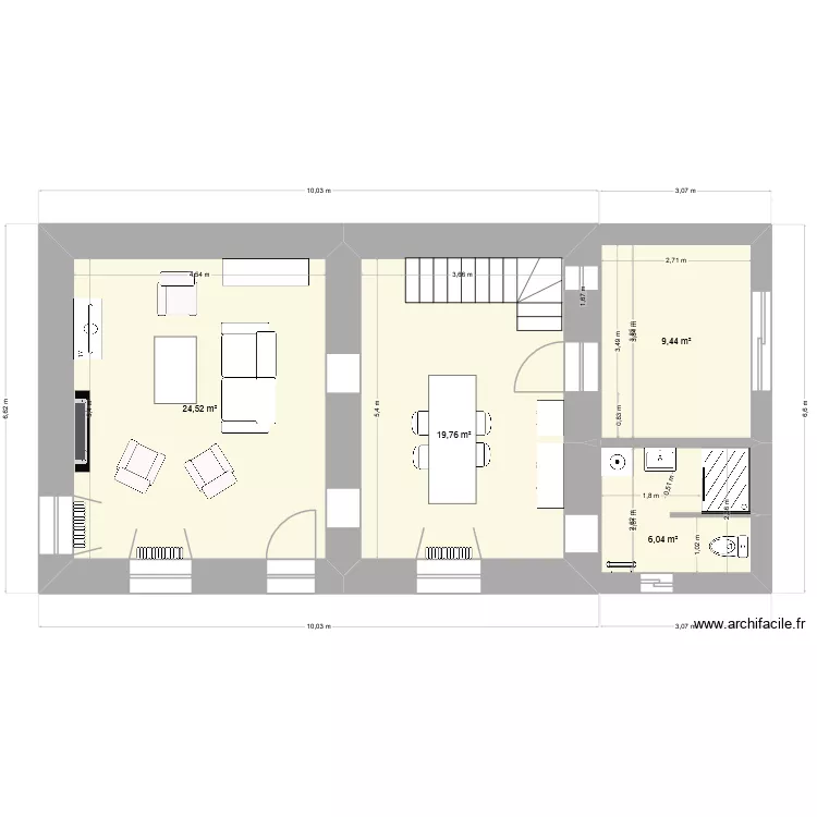 RDC projet 3. Plan de 8  et 130 m²