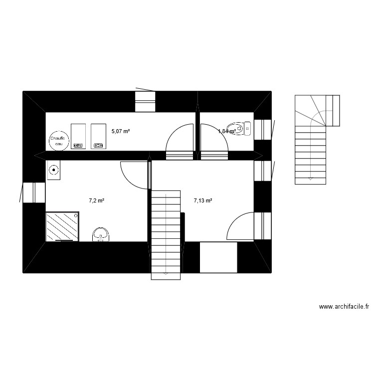 BERGERIE ESCALIER. Plan de 4 pièces et 21 m2