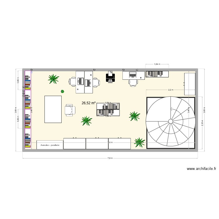 GRP Plan 3 avec agencement -test. Plan de 1 pièce et 27 m2