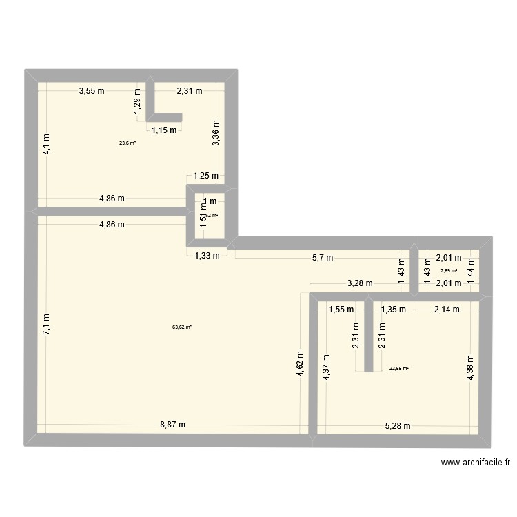 Rez de chaussee maison. Plan de 5 pièces et 114 m2