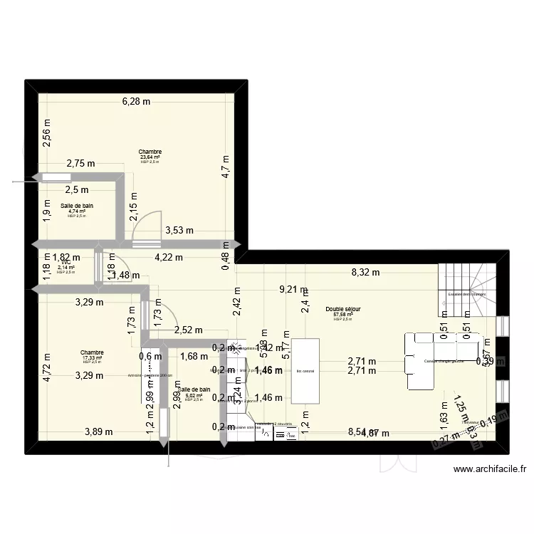 Rez de chaussee maison. Plan de 13 et 223 m² Rez de chaussee maison. Plan de 13 et 223 m²