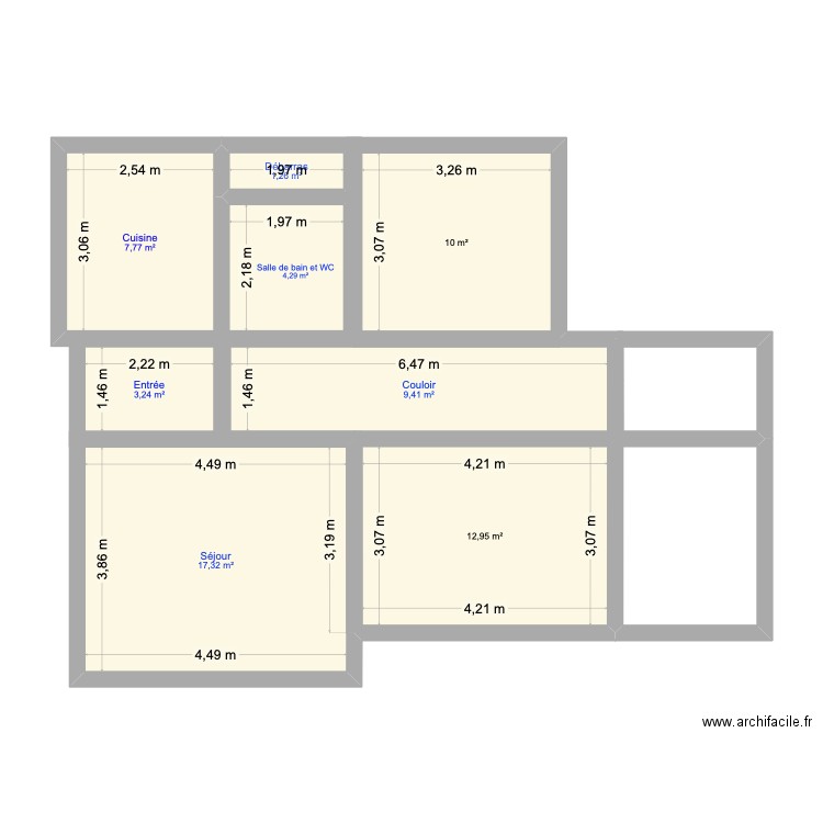 plan Socoa 1. Plan de 8 pièces et 66 m2