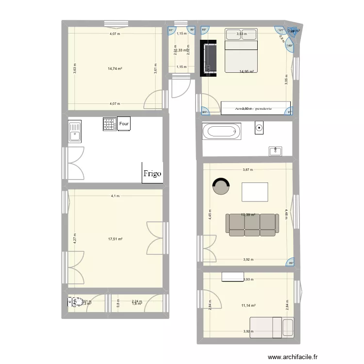 Appart. Plan de 9 Pièces et 81 m² Appart. Plan de 9 Pièces et 81 m²
