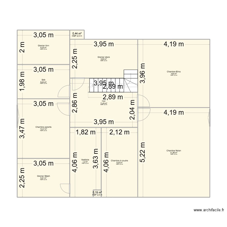salon. Plan de 12 pièces et 105 m2