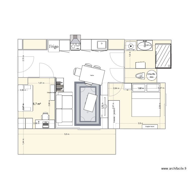 plan ouvert Villa Lauva. Plan de 8 pièces et 29 m2