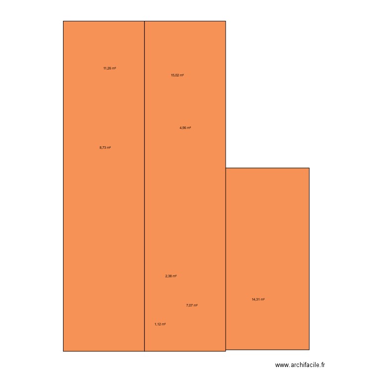 35!. Plan de 8 pièces et 65 m2
