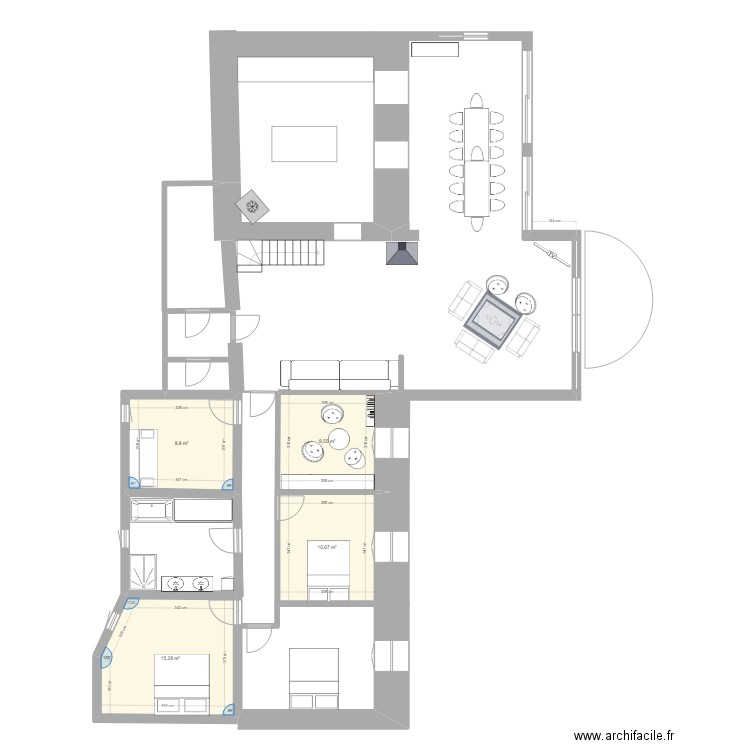 janv2024 option1 baie chambre. Plan de 4 pièces et 45 m2