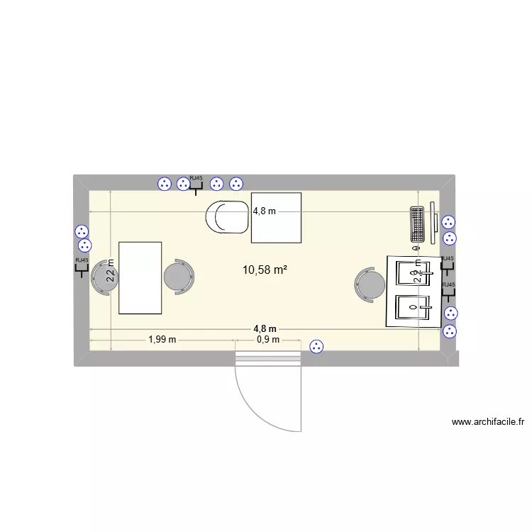 salle de pre consultation. Plan de 1  et 11 m²