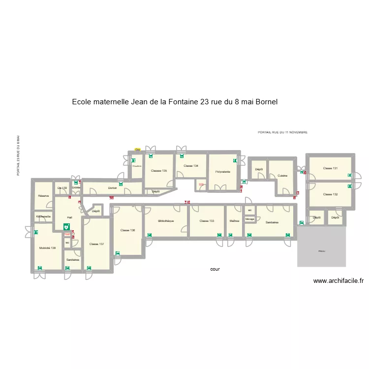 Evacuation. Plan de 32  et 74 m²