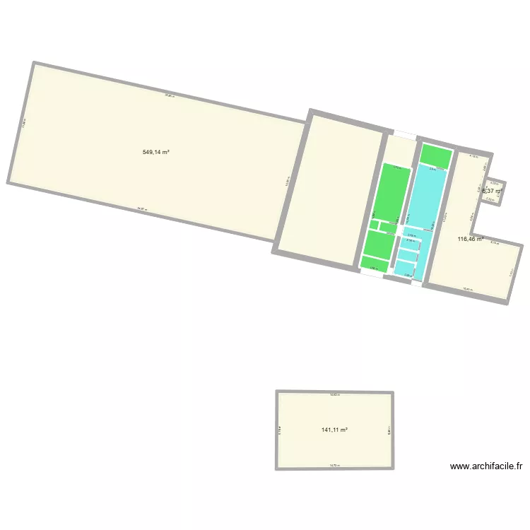 plan de masse atelier fromagerie existant + extension. Plan de 