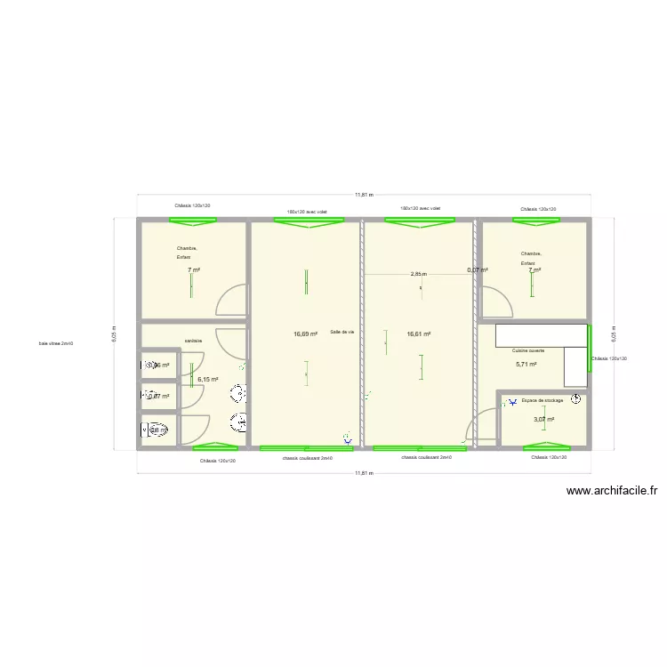 one v2. Plan de 11  et 64 m²