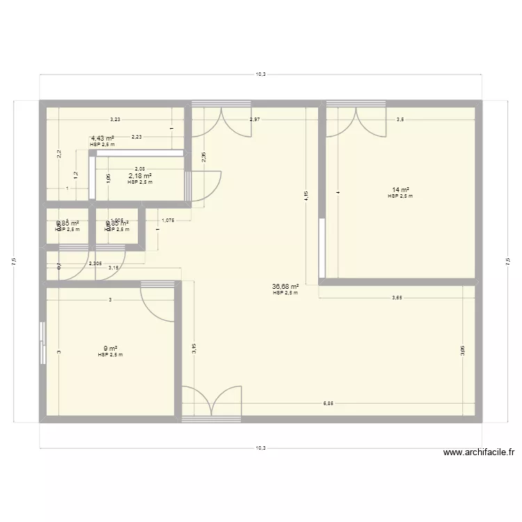 plan de boulangerie. Plan de 7  et 68 m²