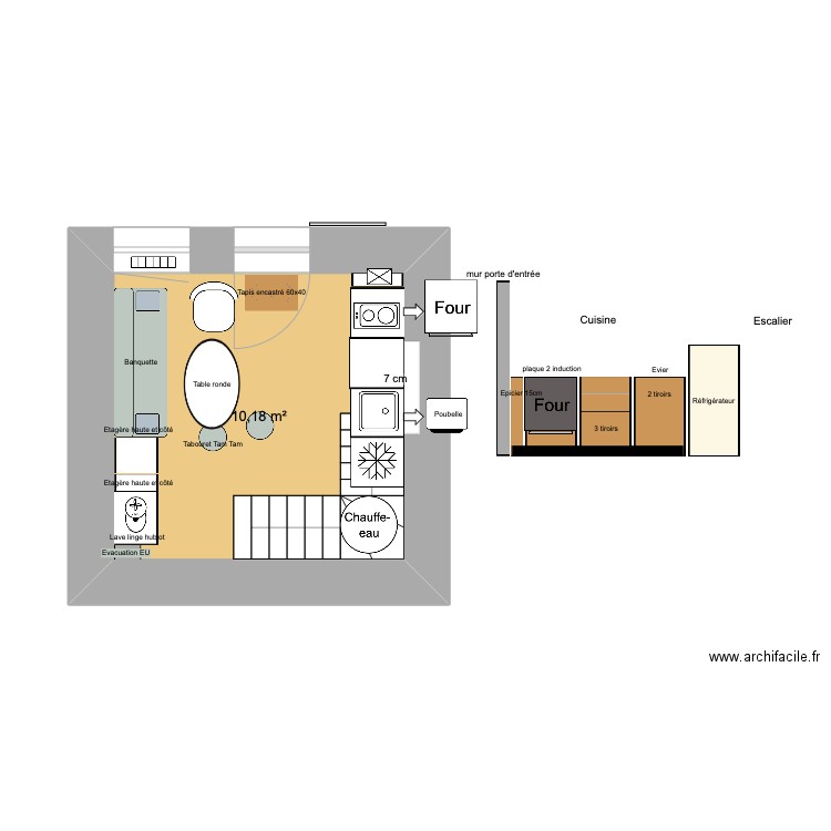 Rigolette3bis. Plan de 1 pièce et 10 m2