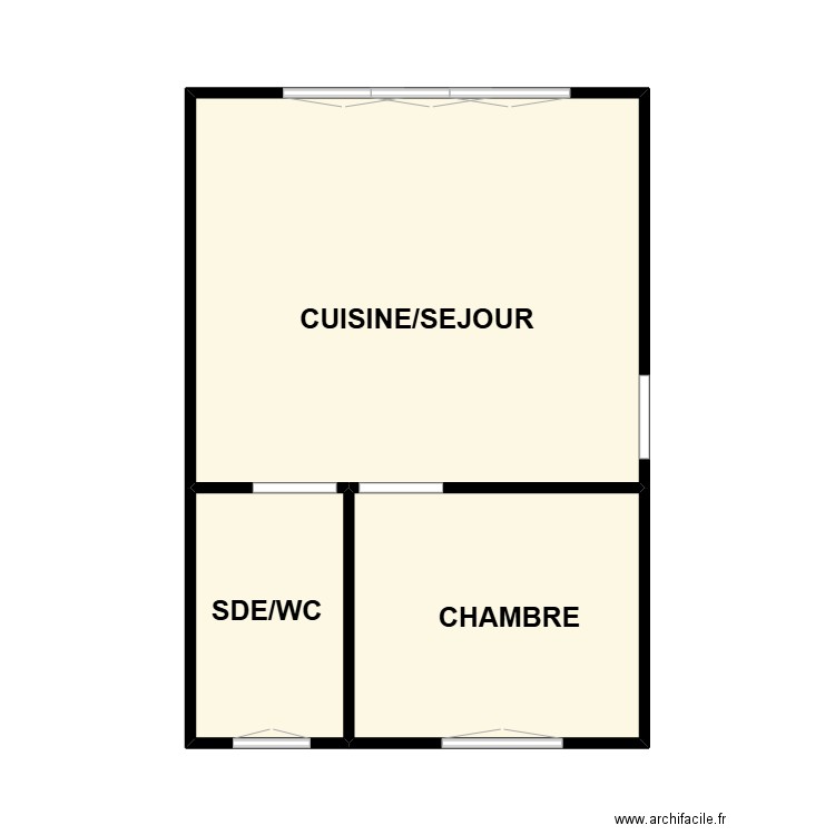 AUDERDIDIER. Plan de 3 pièces et 33 m2