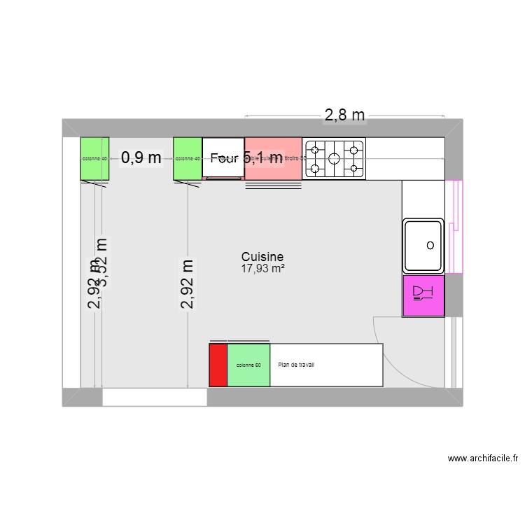 concptioncuisine. Plan de 1 pièce et 18 m2