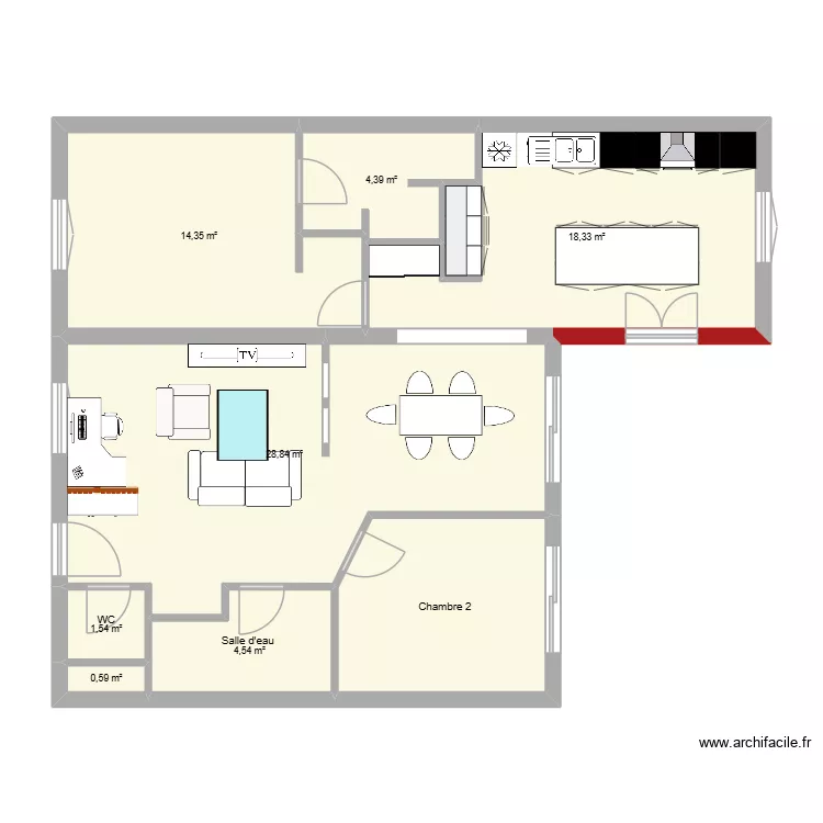 extension Flamingo. Plan de 8  et 82 m²