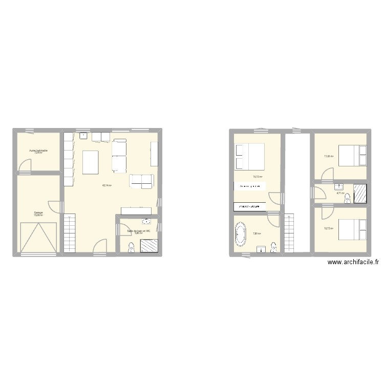 Rez-de-chaussée. Plan de 9 pièces et 122 m2