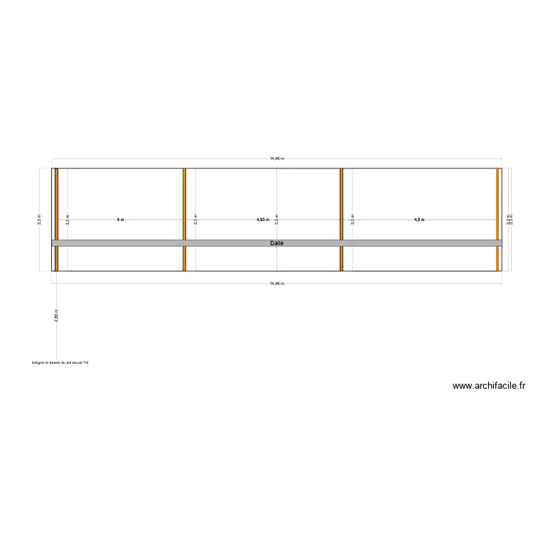 Plan de coupe fa&ccedil;ade nord-ouest AVANT. Plan de 