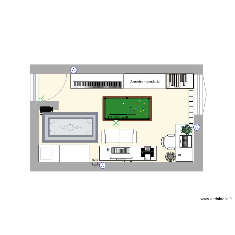 Perrot. Plan de 1 pièce et 11 m2