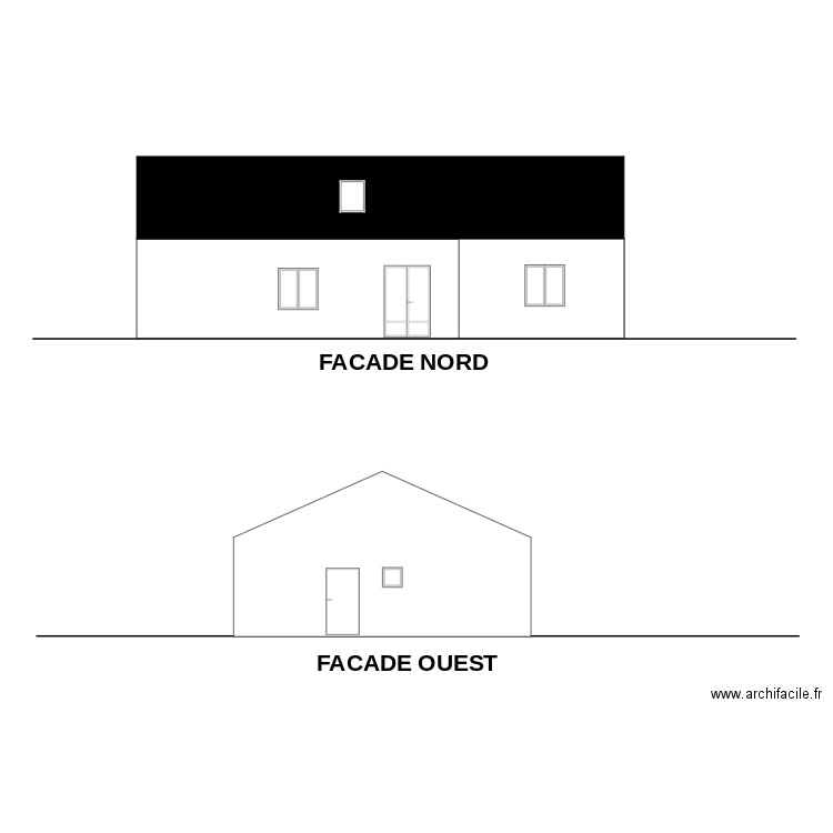 facade ouest + nord. Plan de 0 pièce et 0 m2