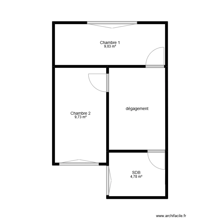 Mensour R+1. Plan de 4  et 33 m²