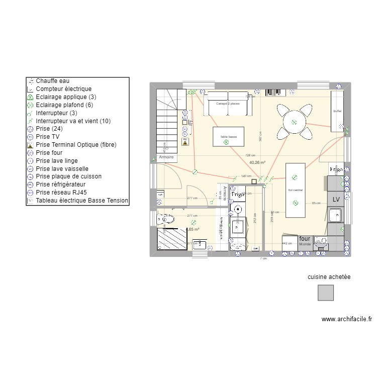 claire3. Plan de 2 pièces et 45 m2