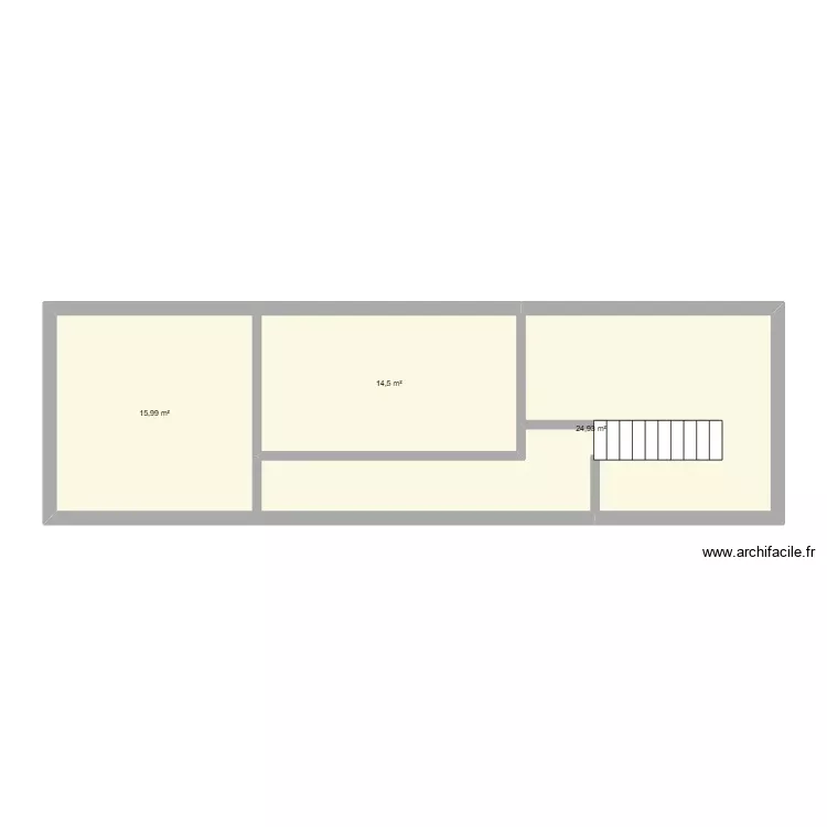 grenier sans rangement bas. Plan de 3 Pièces et 55 m²