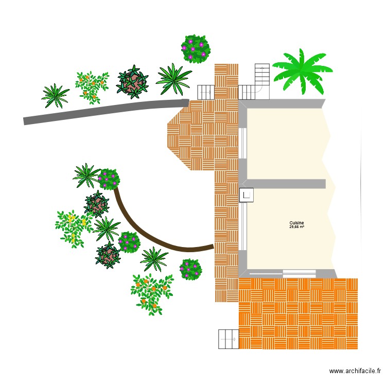 Terrasse bois Ouest 3. Plan de 1 pièce et 30 m2
