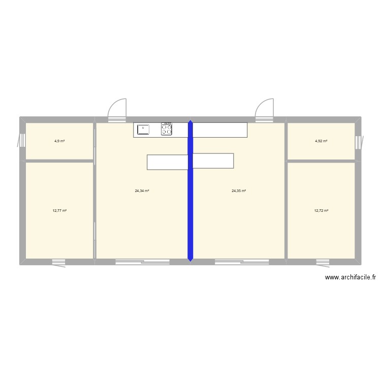 v2 wsfgqsr. Plan de 6 pièces et 84 m2