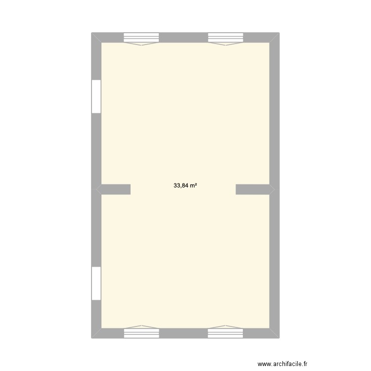 salon + salle à manger. Plan de 1 pièce et 34 m2
