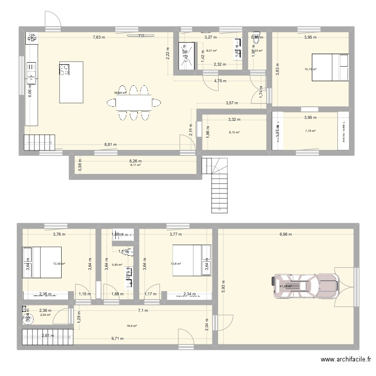 vezenobre. Plan de 13 pièces et 193 m2