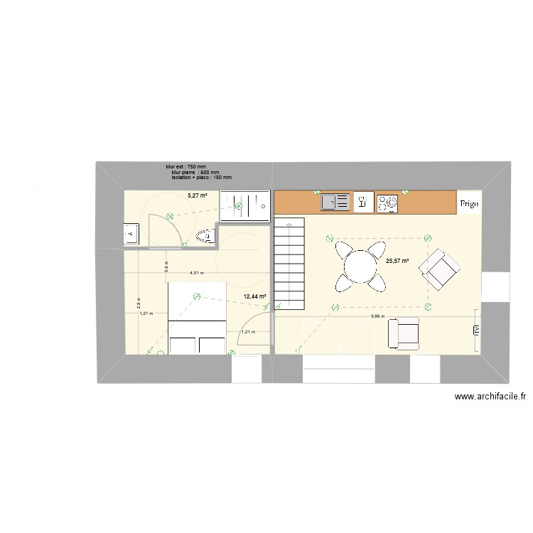 Bergerie_éclairage. Plan de 6 pièces et 87 m2