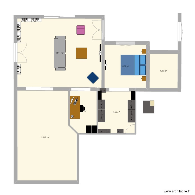 Extension. Plan de 6 pièces et 99 m2