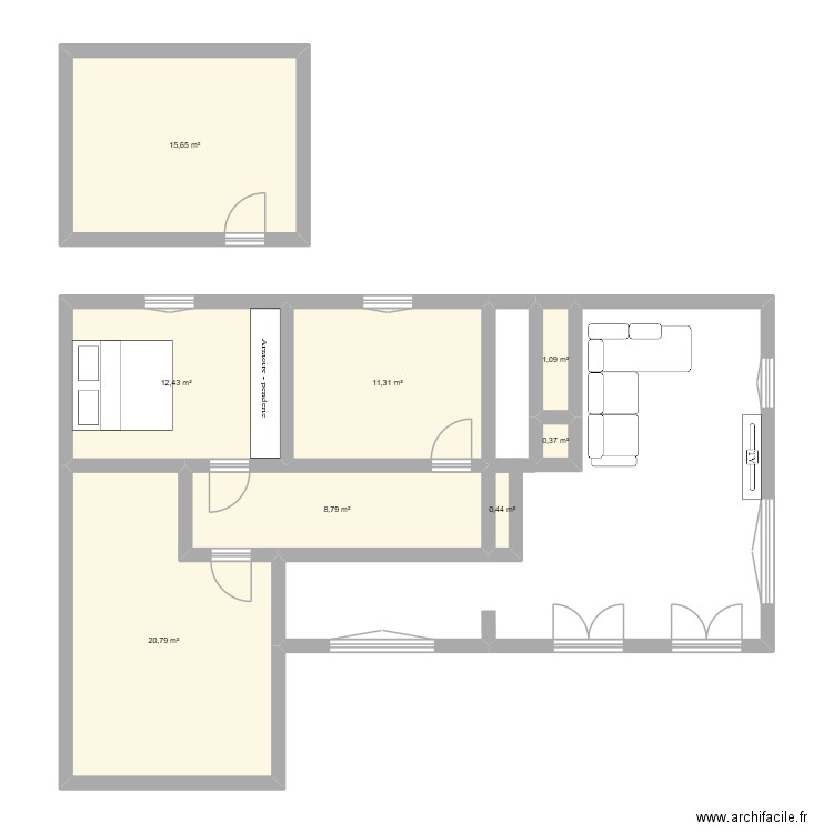 soullans. Plan de 8 pièces et 71 m2