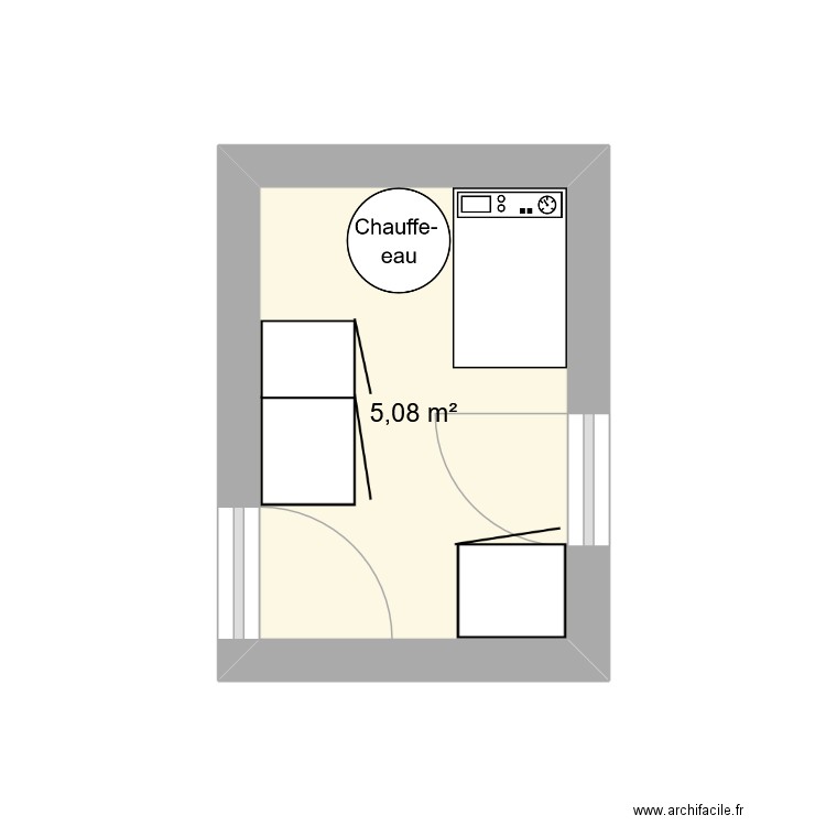 local tech et buanderie. Plan de 1 pièce et 5 m2