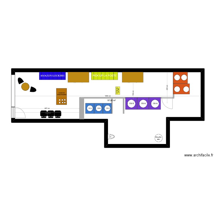 TARBES MACDO. Plan de 1 pièce et 58 m2