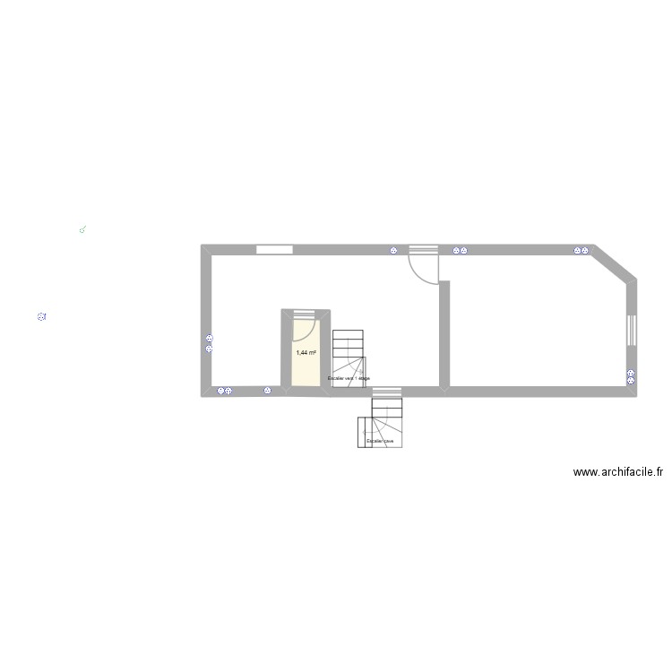 rez de chaussé. Plan de 1 pièce et 1 m2