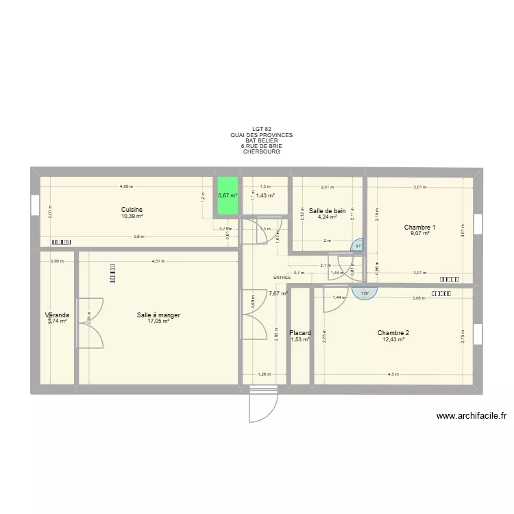 BAT BELIER LGT 82. Plan de 10  et 68 m²