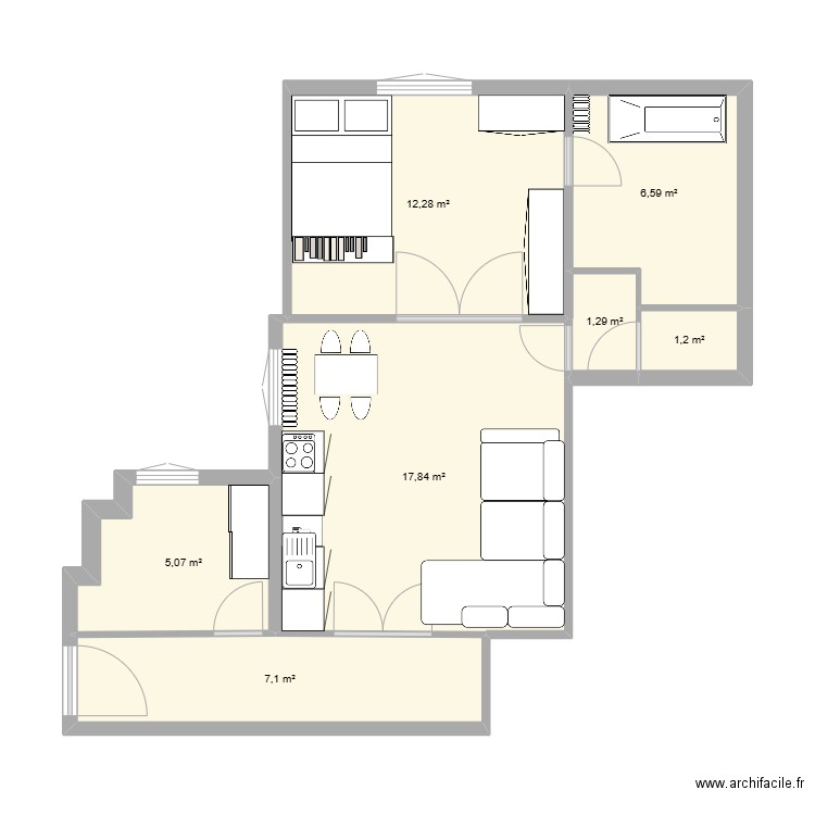 gd4. Plan de 7 pièces et 51 m2