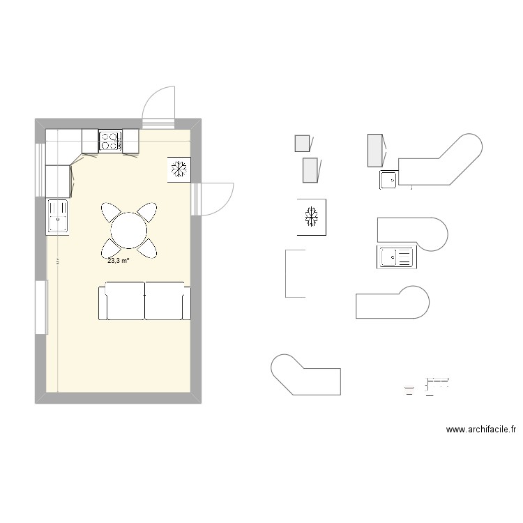 PLAN SEJOURXX. Plan de 1 pièce et 23 m2