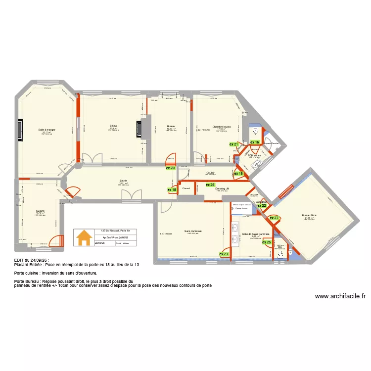 135 Raspail 5e Projet 250926 Nouvelles portes. Plan de 32 Pièces et 196 m² 135 Raspail 5e Projet 250926 Nouvelles portes. Plan de 32 Pièces et 196 m²